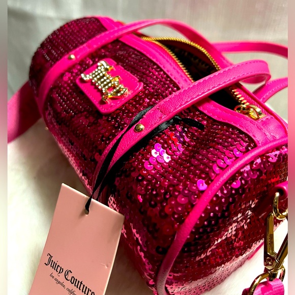 NEW Juicy Couture Pink Sequin Mini Barrel Bag - Picture 4 of 7